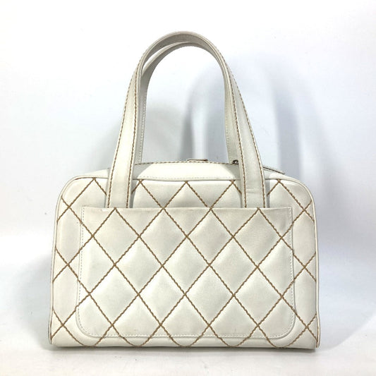CHANEL Handbag leather white CC COCO Mark Bag Wild stitch Women Used Authentic