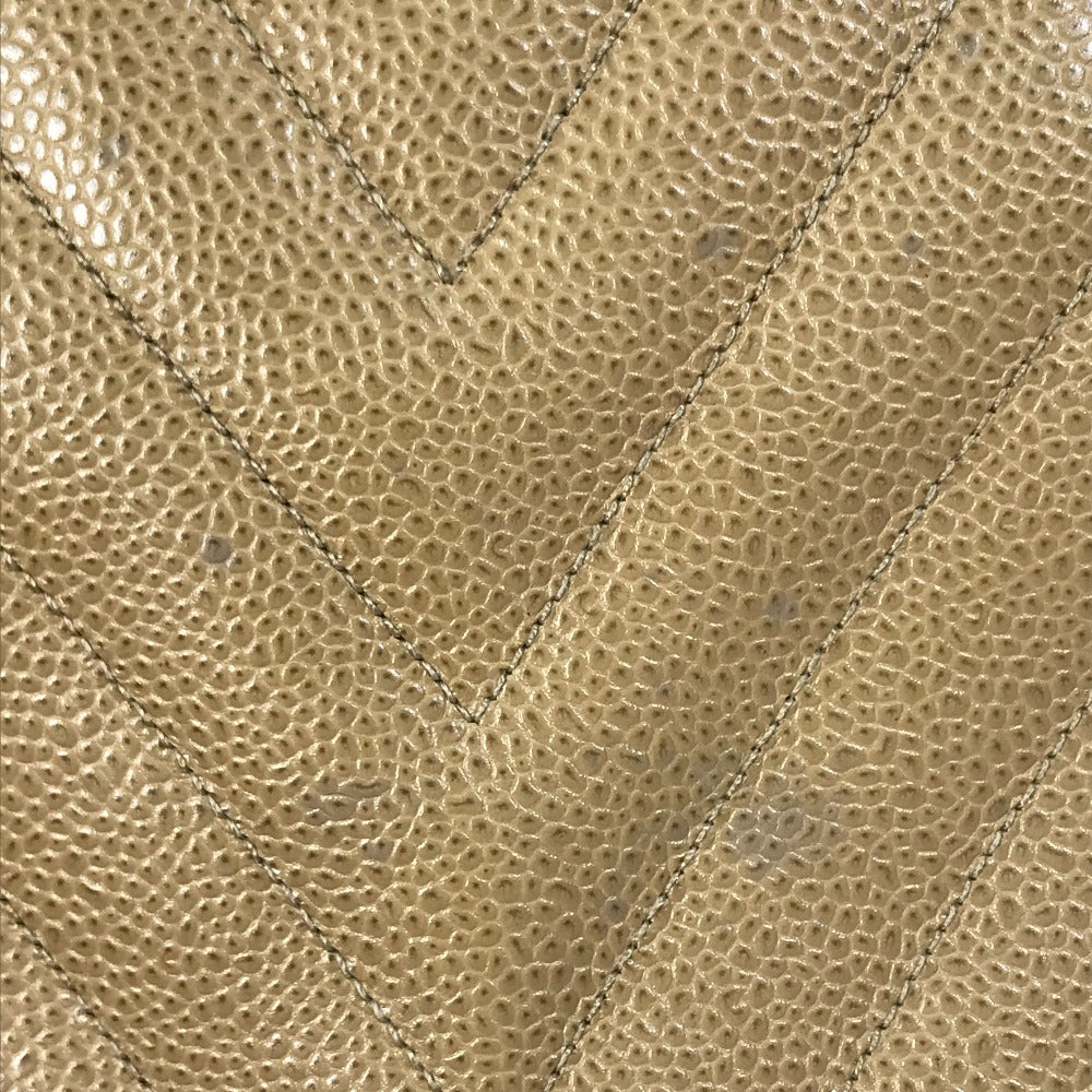 CHANEL Handbag Caviar skin beige Chevron Vstitch Vintage Women Used Authentic