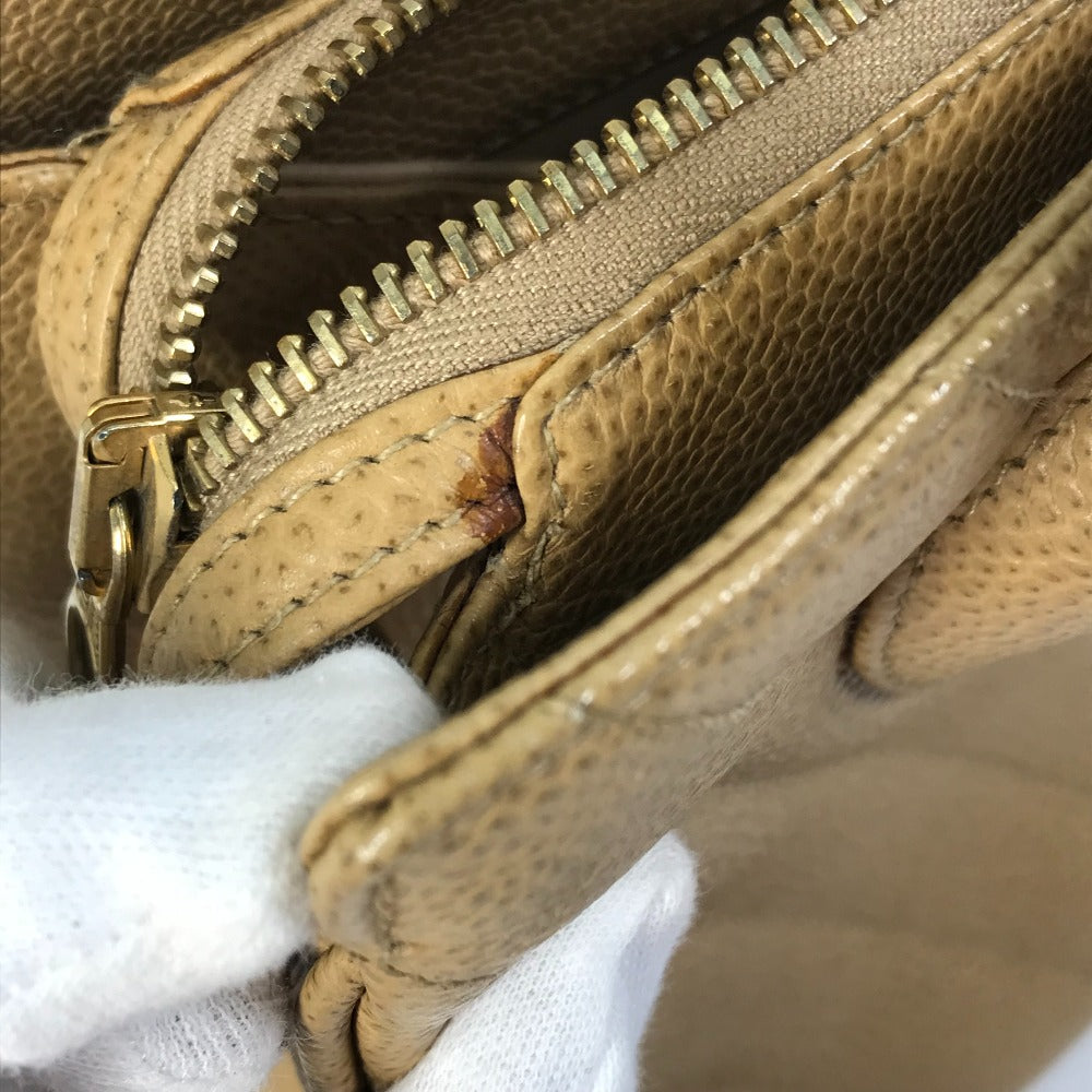 CHANEL Handbag Caviar skin beige Chevron Vstitch Vintage Women Used Authentic
