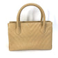 CHANEL Handbag Caviar skin beige Chevron Vstitch Vintage Women Used Authentic