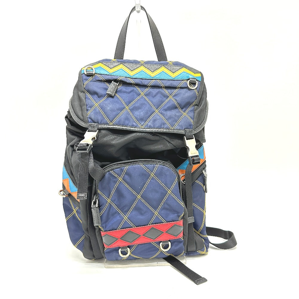 PRADA Backpack Nylon / leather multicolor Quilting Multi