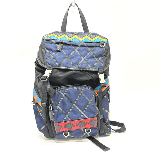 PRADA Backpack Nylon / leather multicolor Quilting Multi