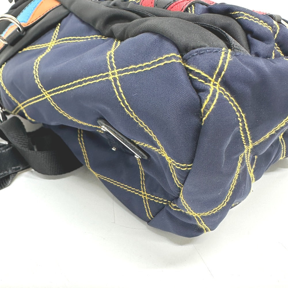 PRADA Backpack Nylon / leather multicolor Quilting Multi