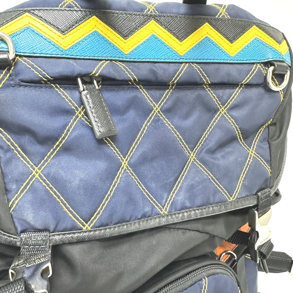 PRADA Backpack Nylon / leather multicolor Quilting Multi