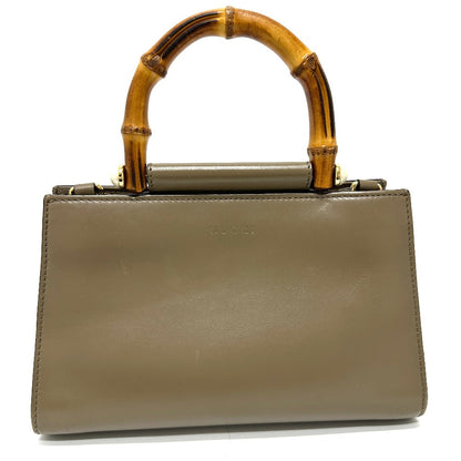 GUCCI Handbag 470271 leather Brown Bamboo Faux Pearl