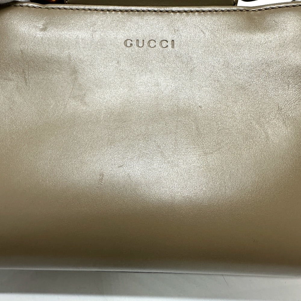 GUCCI Handbag 470271 leather Brown Bamboo Faux Pearl