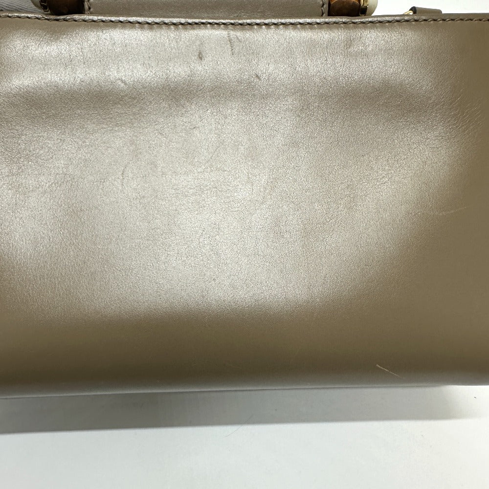 GUCCI Handbag 470271 leather Brown Bamboo Faux Pearl