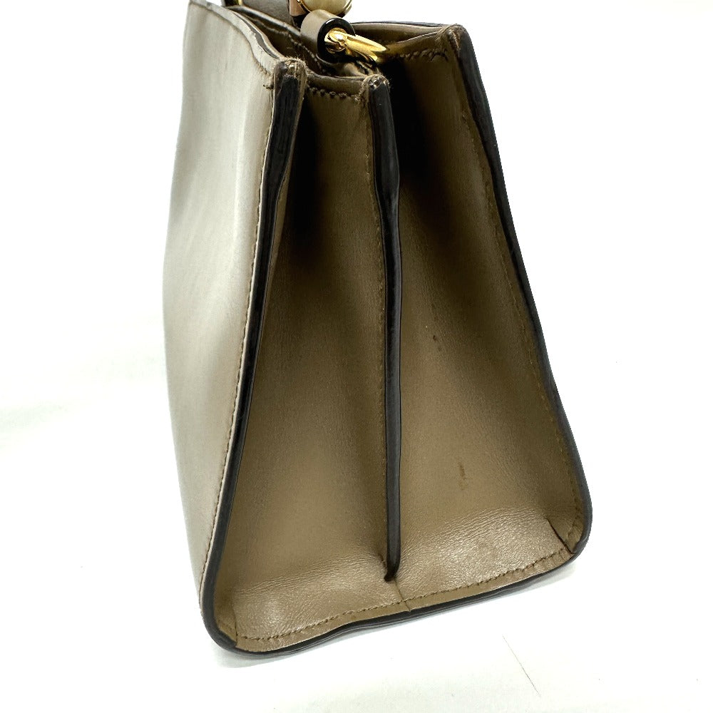 GUCCI Handbag 470271 leather Brown Bamboo Faux Pearl