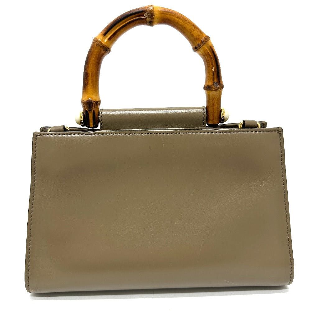 GUCCI Handbag 470271 leather Brown Bamboo Faux Pearl