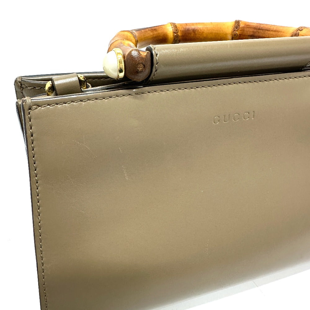GUCCI Handbag 470271 leather Brown Bamboo Faux Pearl