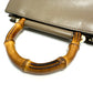 GUCCI Handbag 470271 leather Brown Bamboo Faux Pearl