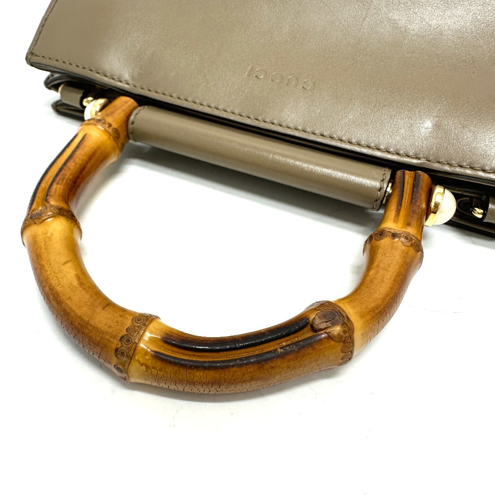 GUCCI Handbag 470271 leather Brown Bamboo Faux Pearl