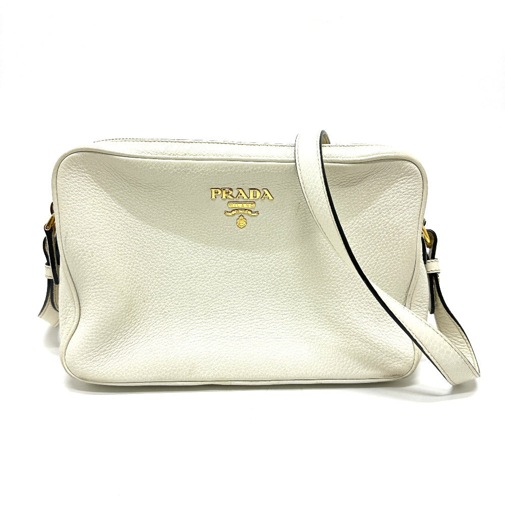 PRADA Shoulder Bag leather white logo