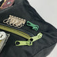 PRADA Tote Bag Nylon, Leather black Embroidery Flower Metal Flower