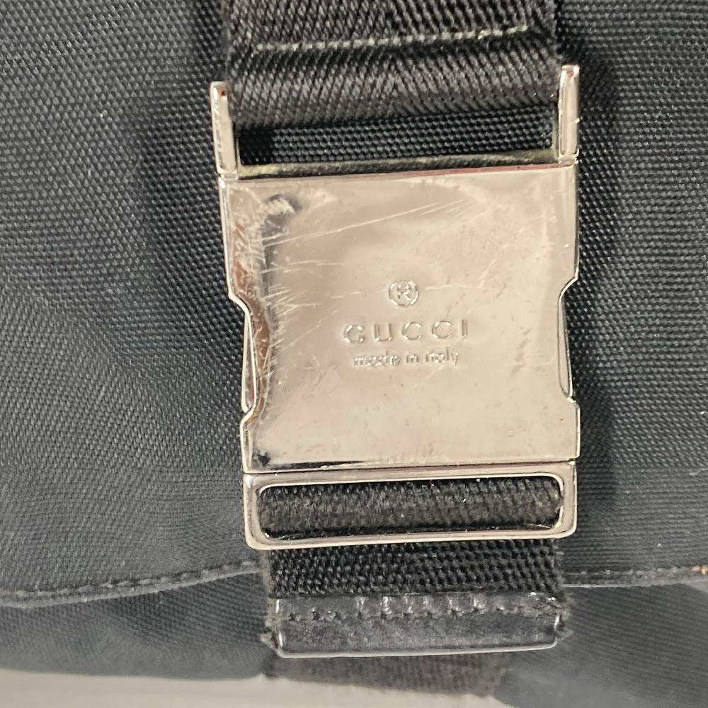 GUCCI Shoulder Bag 122374 Leather / nylon black Messenger bag logo flap