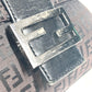 FENDI Shoulder Bag Leather / canvas Brown Zucchino logo flap