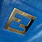 FENDI Shoulder Bag leather blue FF logo Chain