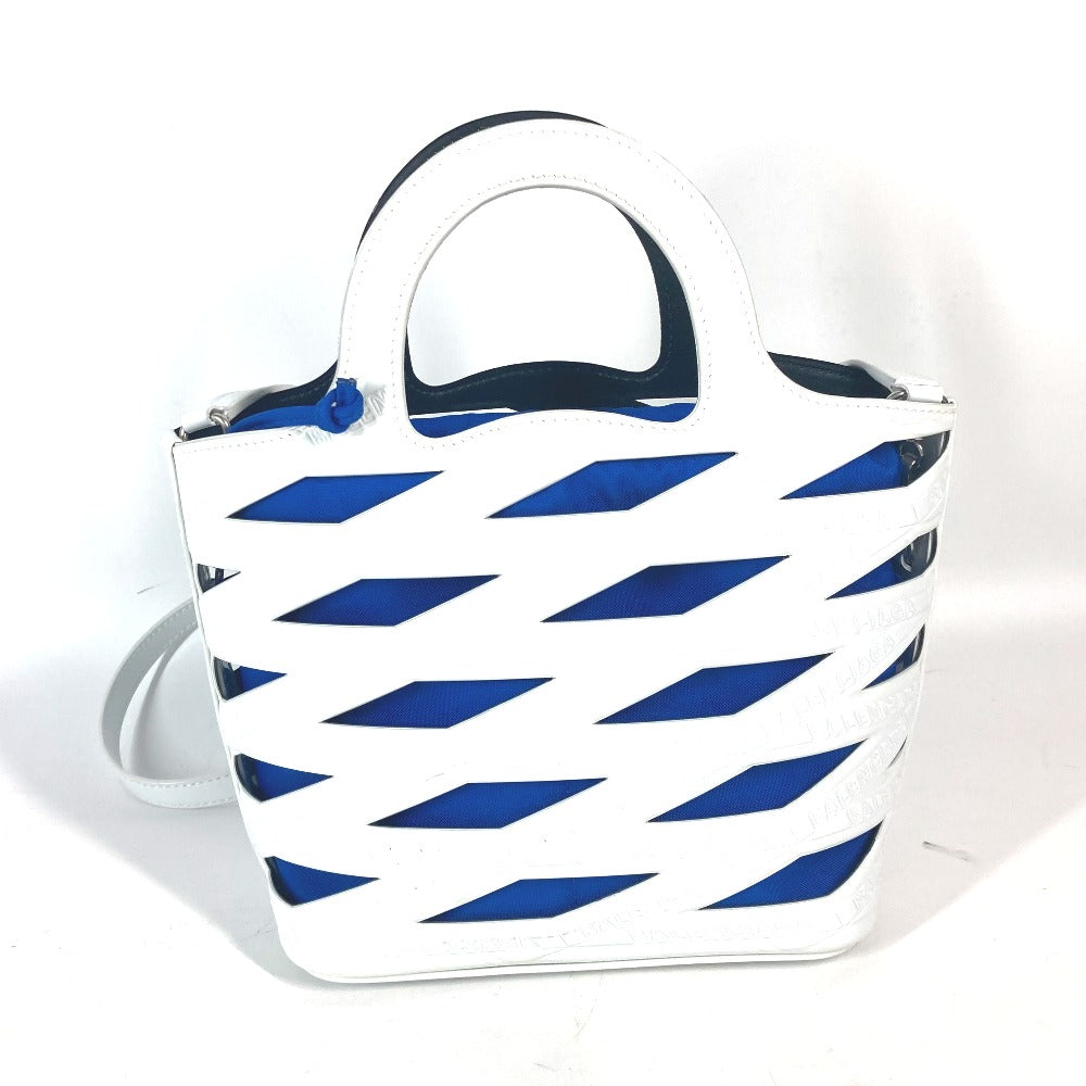BALENCIAGA Handbag 630708 Patent leather white With porch All-over pattern All-over logo
