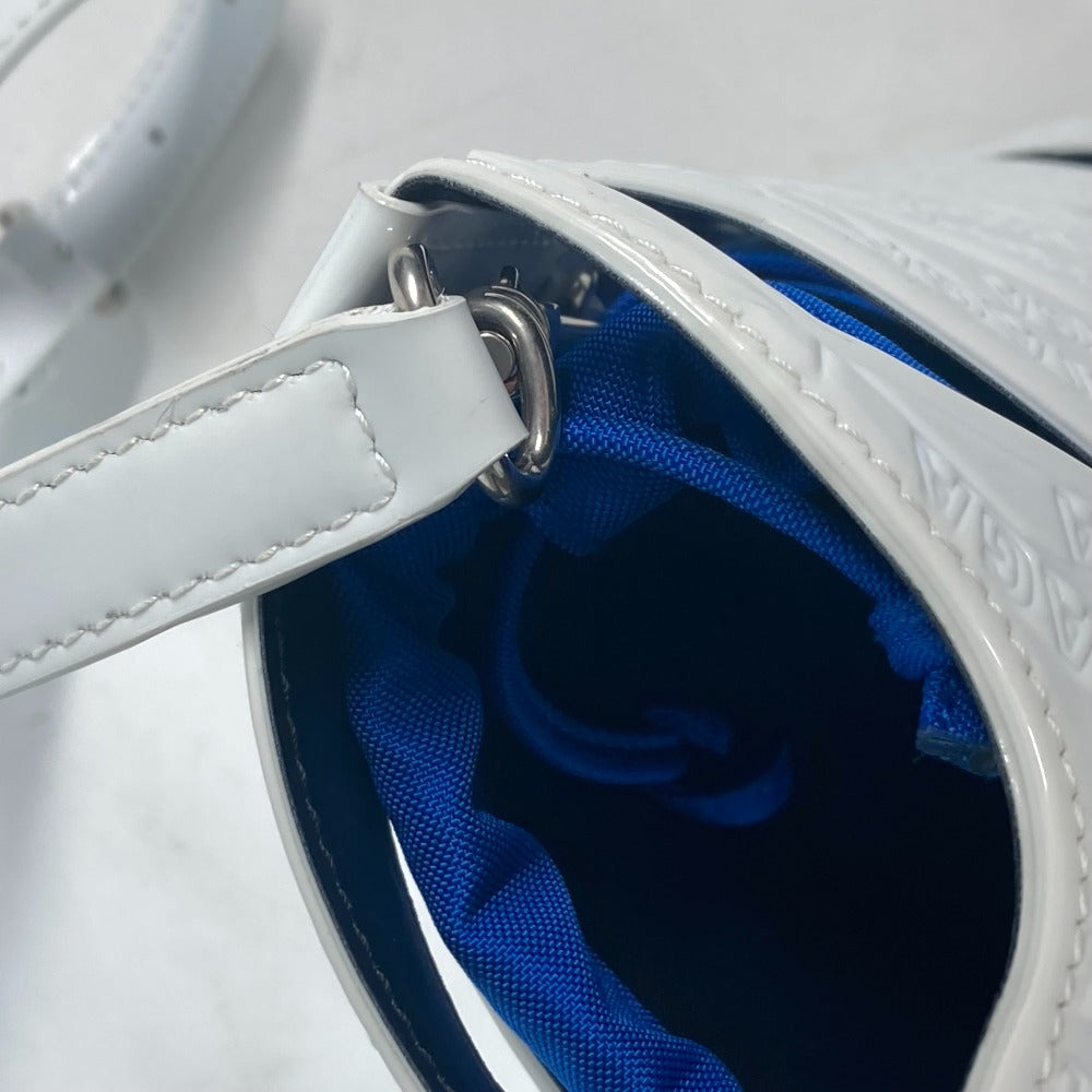 BALENCIAGA Handbag 630708 Patent leather white With porch All-over pattern All-over logo