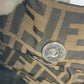 FENDI Shoulder Bag Leather / canvas Brown Accessory pouch Zucca logo Women Used Authentic