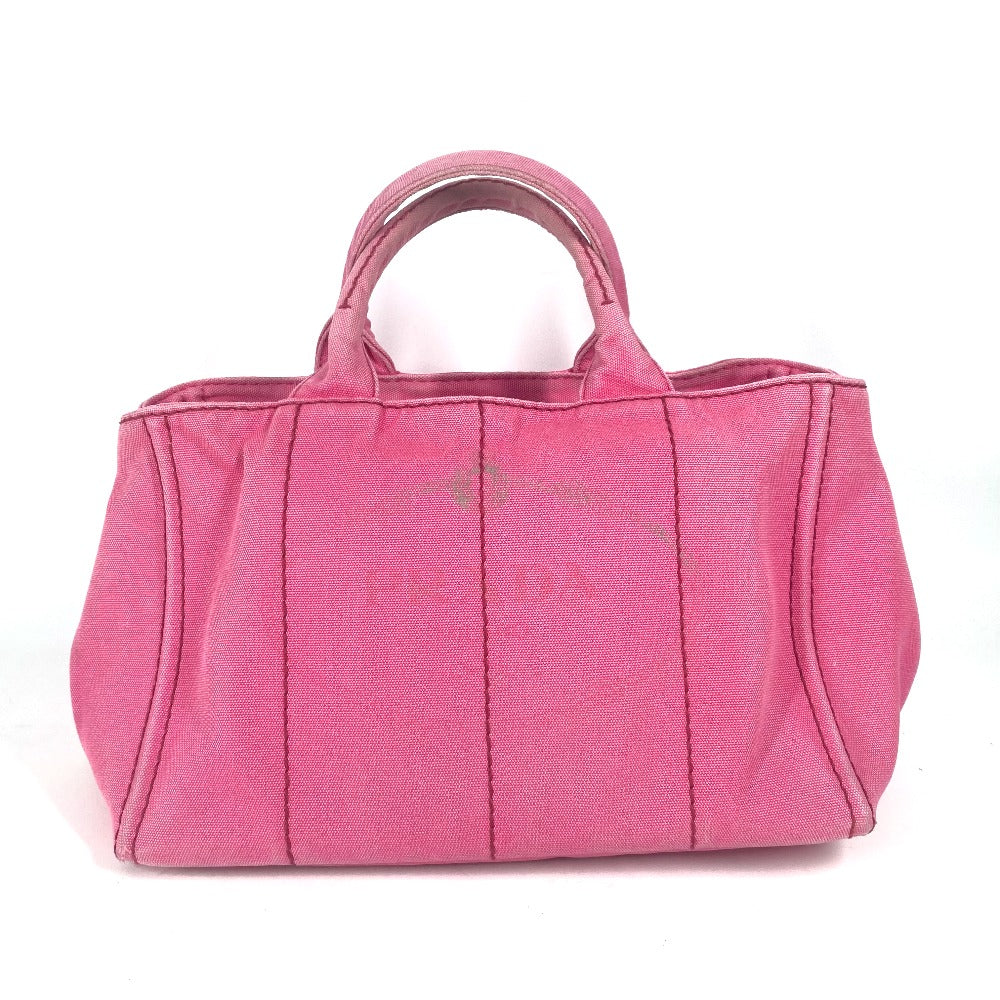 PRADA Handbag canvas pink Canapa logo M Women Used Authentic