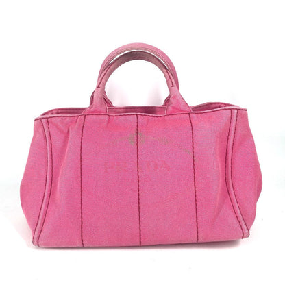 PRADA Handbag canvas pink Canapa logo M Women Used Authentic