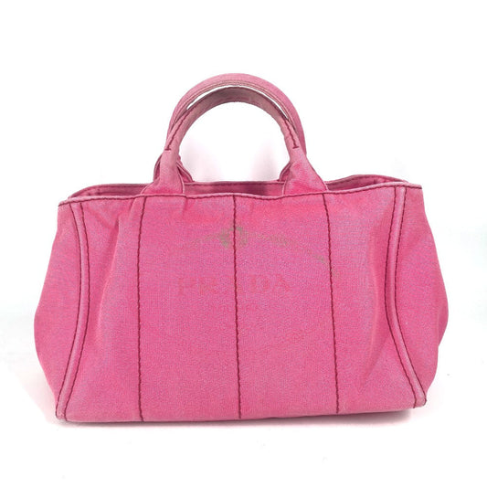 PRADA Handbag canvas pink Canapa logo M Women Used Authentic