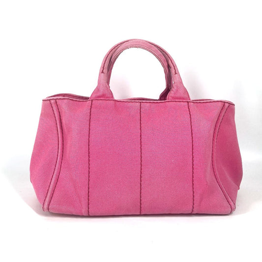 PRADA Handbag canvas pink Canapa logo M Women Used Authentic