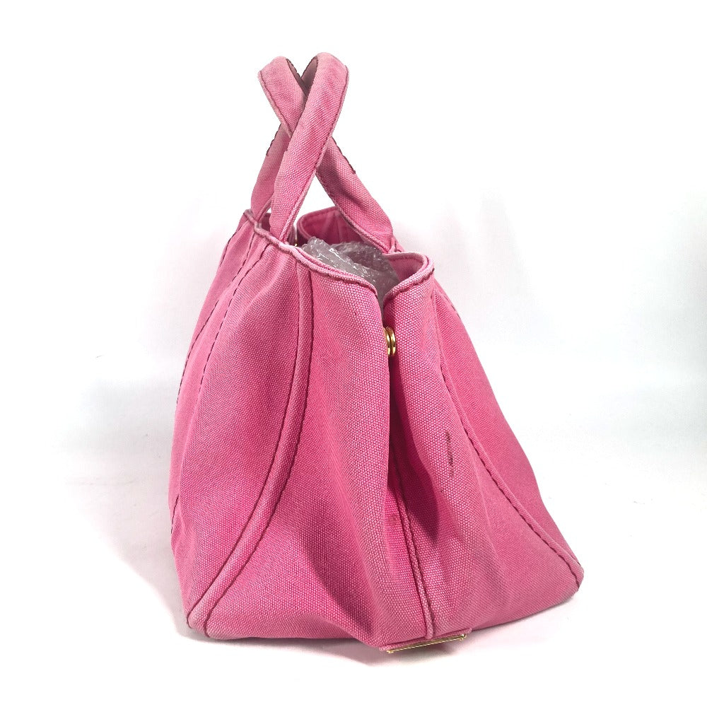 PRADA Handbag canvas pink Canapa logo M Women Used Authentic