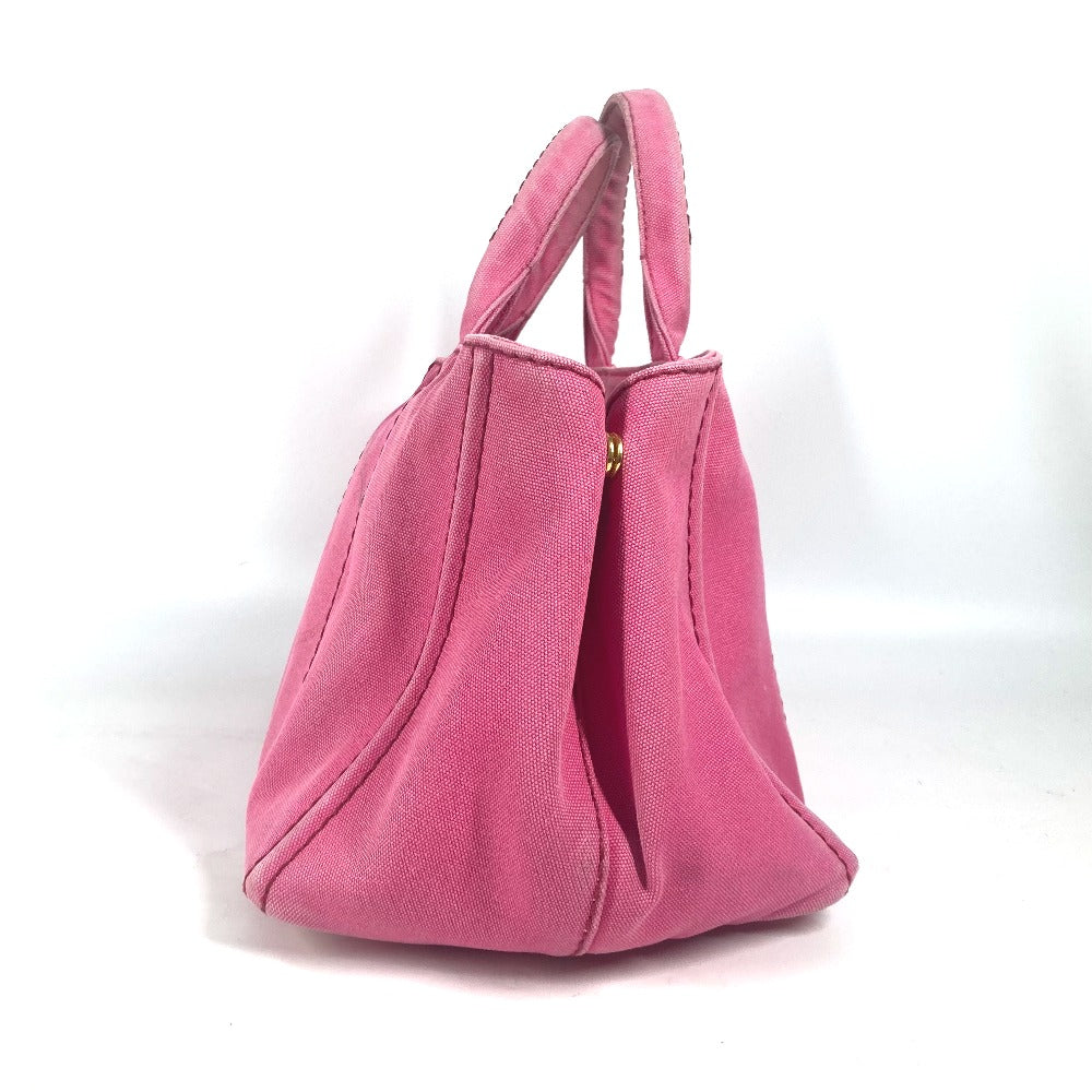 PRADA Handbag canvas pink Canapa logo M Women Used Authentic