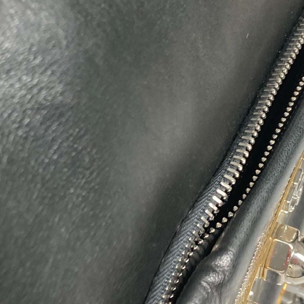 PRADA Tote Bag VA0744 leather black logo metal plate mens(Unisex) Used Authentic
