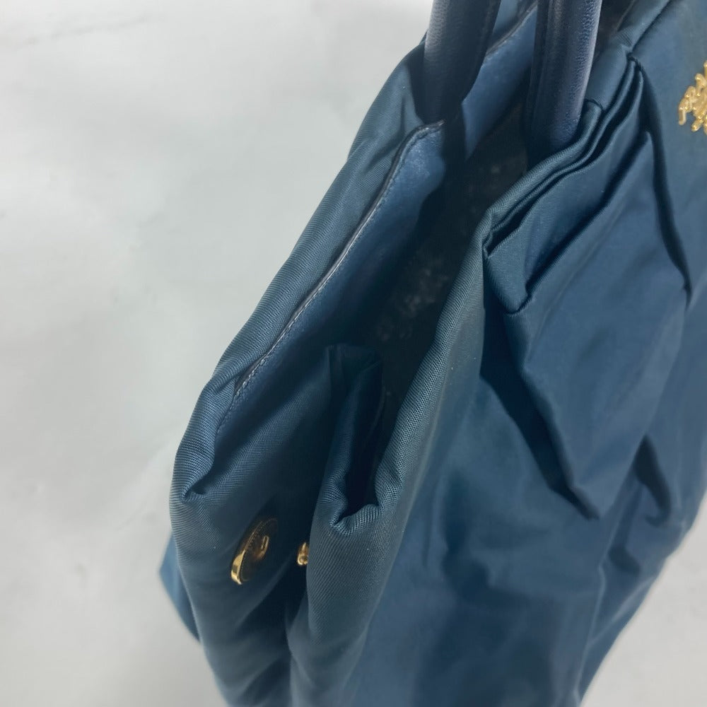 PRADA Handbag Nylon Blue type logo ribbon Women Used Authentic