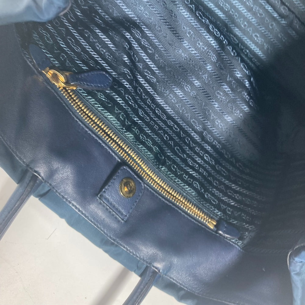 PRADA Handbag Nylon Blue type logo ribbon Women Used Authentic