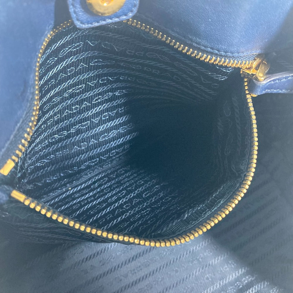 PRADA Handbag Nylon Blue type logo ribbon Women Used Authentic