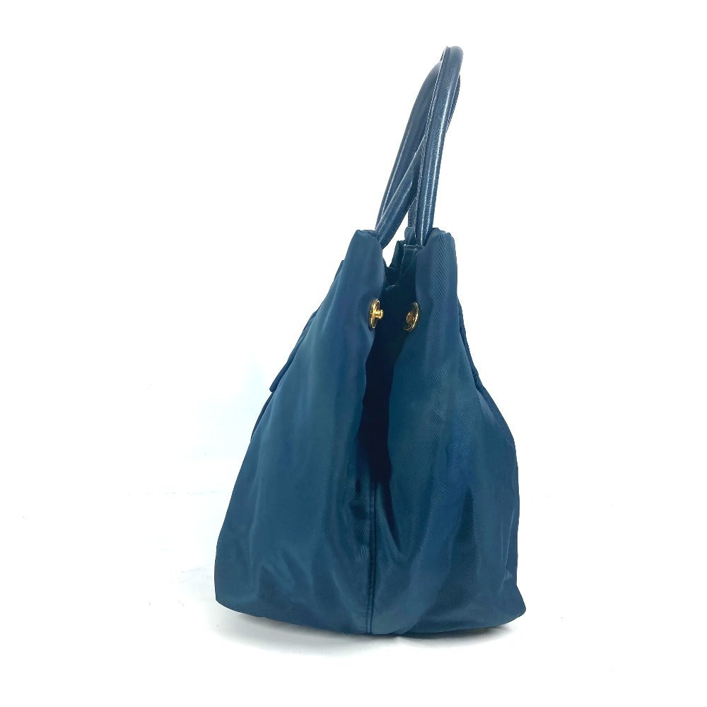 PRADA Handbag Nylon Blue type logo ribbon Women Used Authentic