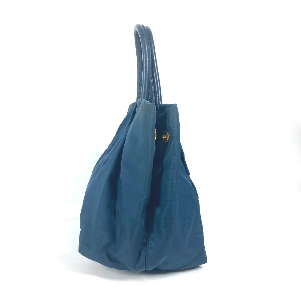 PRADA Handbag Nylon Blue type logo ribbon Women Used Authentic