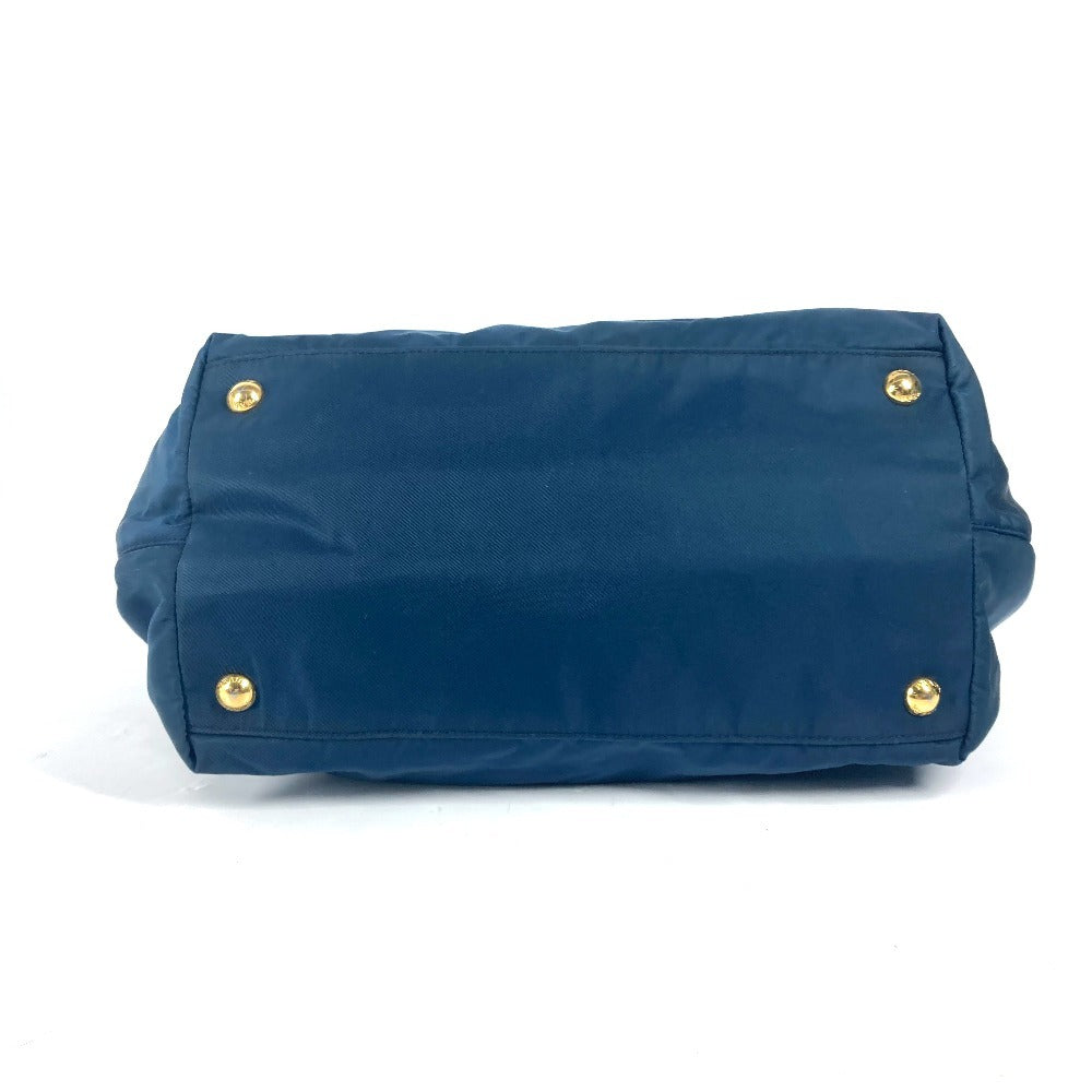 PRADA Handbag Nylon Blue type logo ribbon Women Used Authentic
