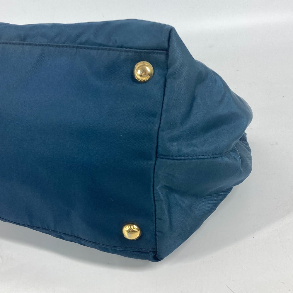 PRADA Handbag Nylon Blue type logo ribbon Women Used Authentic