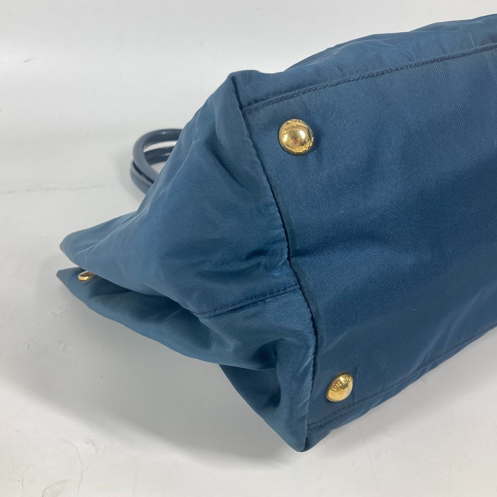 PRADA Handbag Nylon Blue type logo ribbon Women Used Authentic