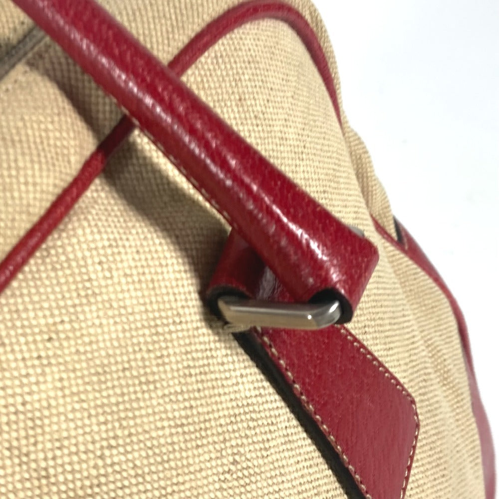 PRADA Shoulder Bag Leather / canvas beige By color Triangle logo plate Women Used Authentic