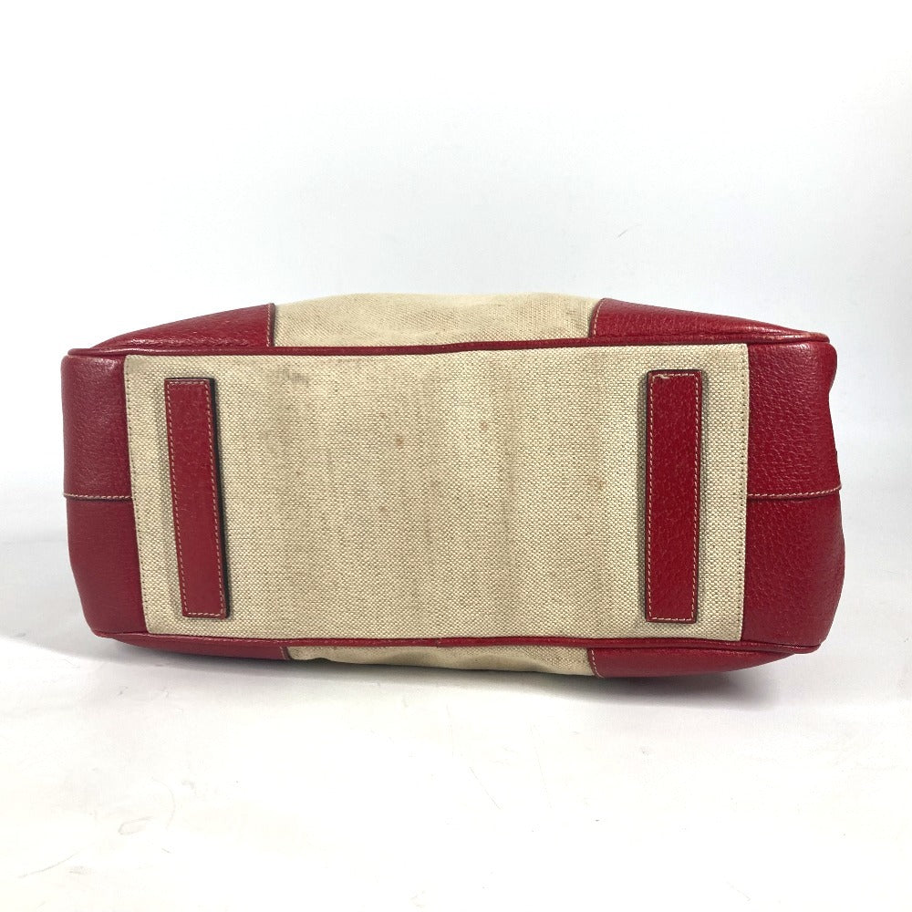 PRADA Shoulder Bag Leather / canvas beige By color Triangle logo plate Women Used Authentic