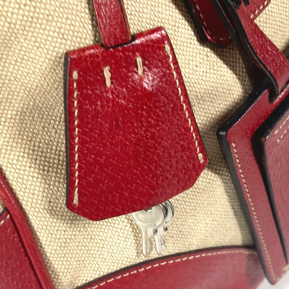 PRADA Shoulder Bag Leather / canvas beige By color Triangle logo plate Women Used Authentic