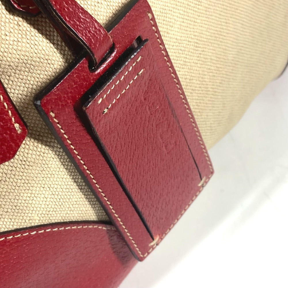 PRADA Shoulder Bag Leather / canvas beige By color Triangle logo plate Women Used Authentic