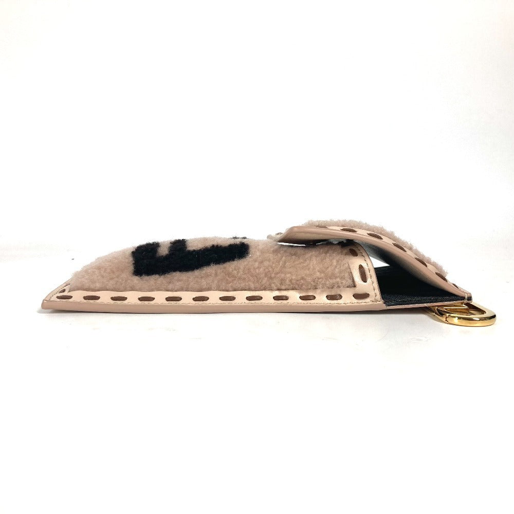 FENDI Pouch 7AS047 Fur, Leather beige Smartphone case phone pouch Women Used Authentic