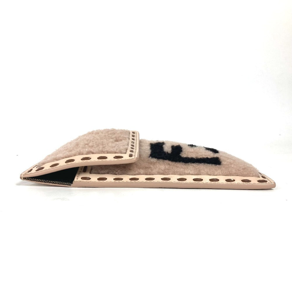FENDI Pouch 7AS047 Fur, Leather beige Smartphone case phone pouch Women Used Authentic