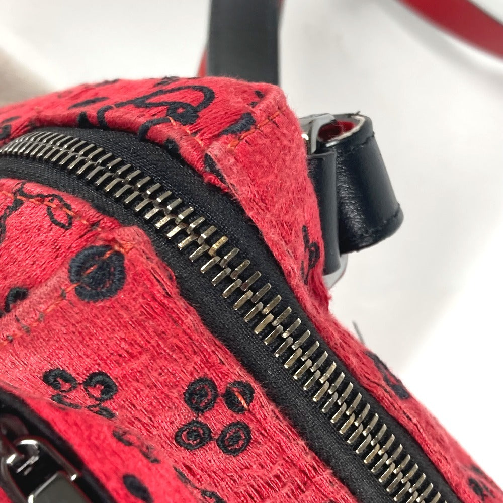 Christian Louboutin Shoulder Bag Leather / canvas black Logo embroidery