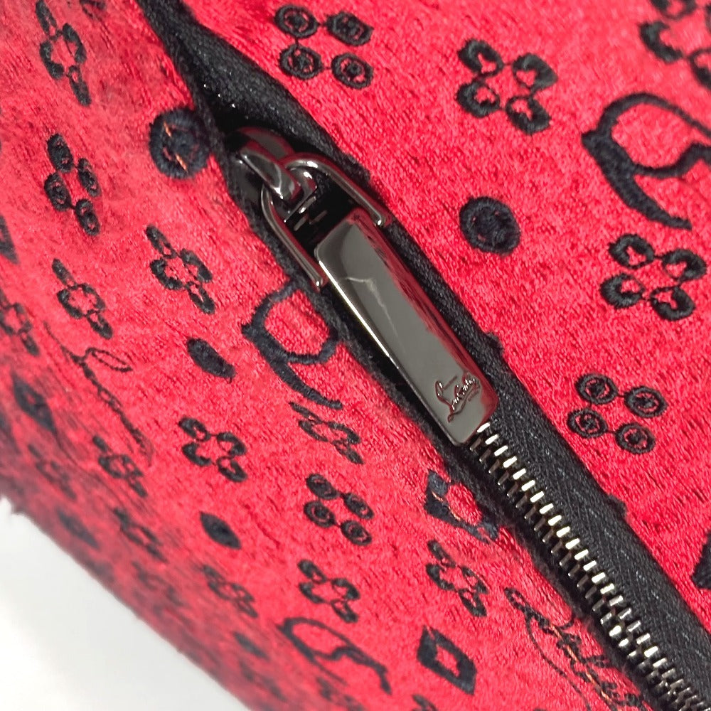 Christian Louboutin Shoulder Bag Leather / canvas black Logo embroidery