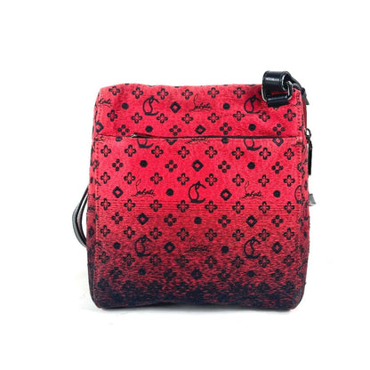 Christian Louboutin Shoulder Bag Leather / canvas black Logo embroidery