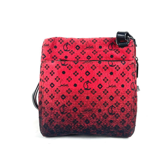 Christian Louboutin Shoulder Bag Leather / canvas black Logo embroidery