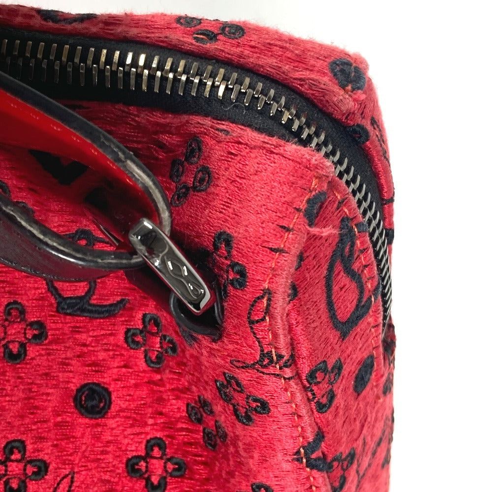 Christian Louboutin Shoulder Bag Leather / canvas black Logo embroidery